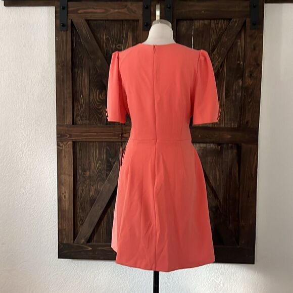 NWT Adrianna Papell Women's Tie Front Wrap Coral Dress SZ-12 - Picture 5 of 13